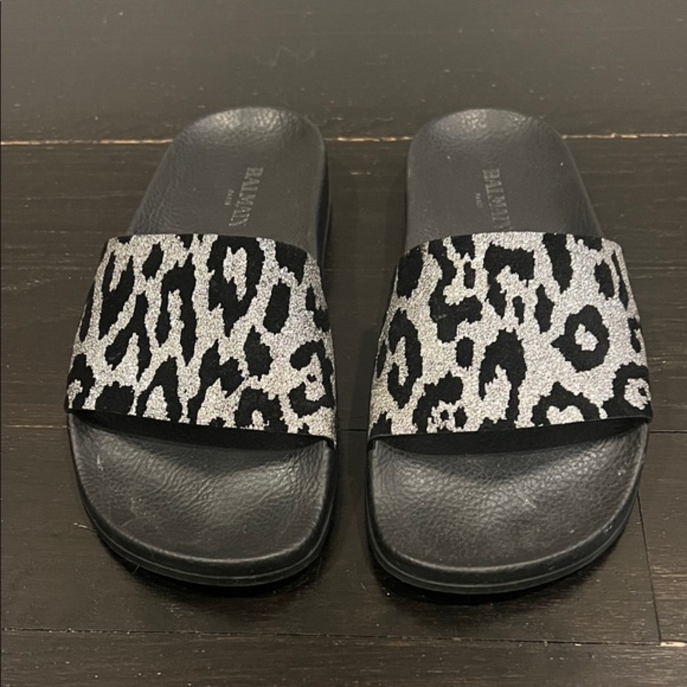 Balmain Black Textured Slides Size 35